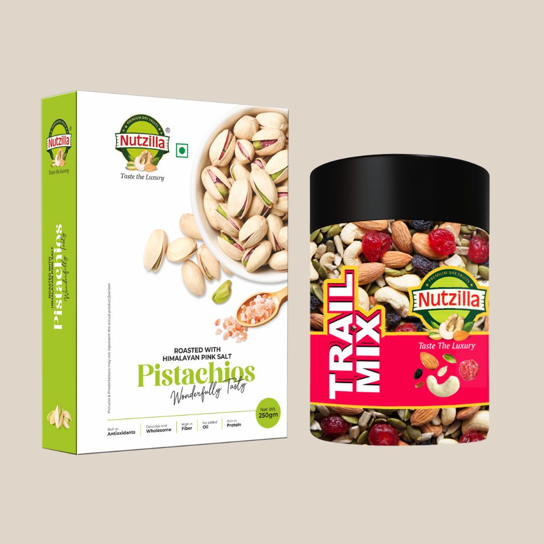 Combo Pack of Roasted Pistachio & Trail Mix - Nutzilla
