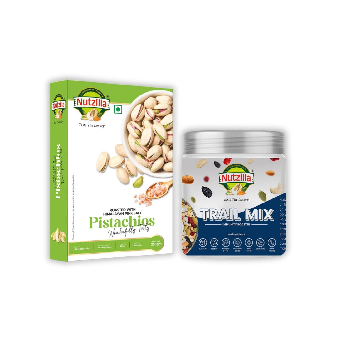 Nutzilla Combo Pack of Roasted Pistachio & Trail Mix