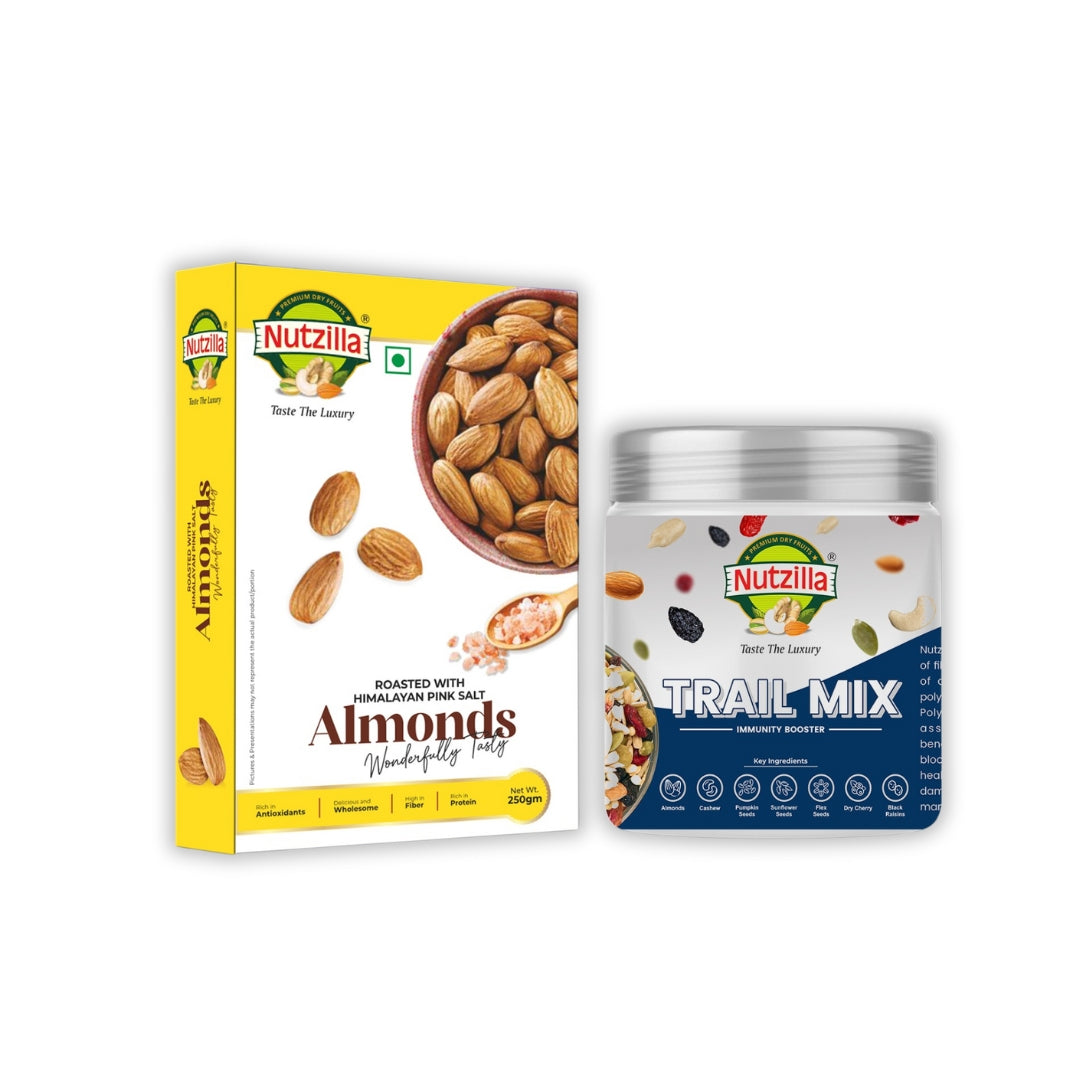 Nutzilla Almond Roasted 250gm & Trail Mix Combo 250gm