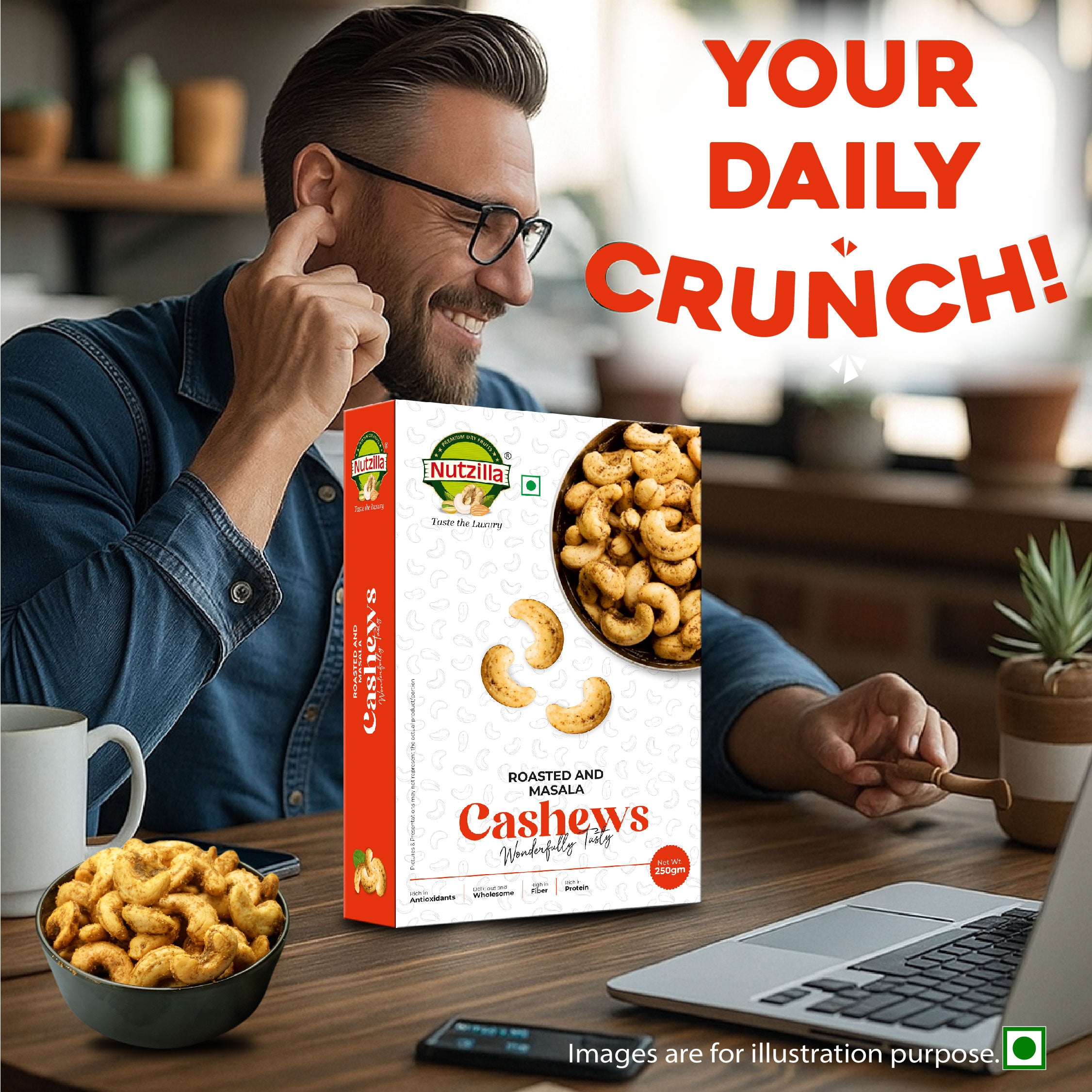 Masala Cashews - 250gm - Nutzilla