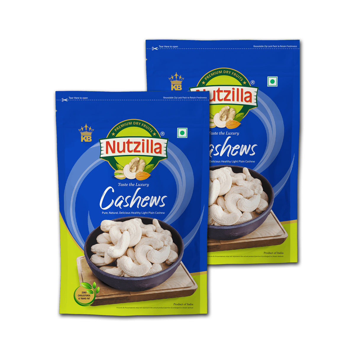 Nutzilla Cashew Plain pack of 2 (250gmX2)